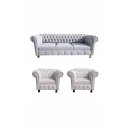 Ver imagem 1 de 1 Sofá 2m + 2 Poltronas Chesterfield Luiz Xv Corano Branco / Barbearia, Salão de Beleza, Casa , Deco