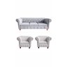 1 Sofá 2m + 2 Poltronas Chesterfield Luiz Xv Corano Branco / Barbearia, Salão de Beleza, Casa , Deco - 1