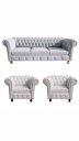 Ver imagem 1 de 1 Sofá 2m + 2 Poltronas Chesterfield Luiz Xv Corano Branco / Barbearia, Salão de Beleza, Casa , Deco