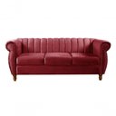 Ver imagem 1 de Sofá Realeza 3 Lugares 196cm Bordô Suede Fixo Clássico Liso Bella Decor