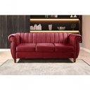 Ver imagem 3 de Sofá Realeza 3 Lugares 196cm Bordô Suede Fixo Clássico Liso Bella Decor