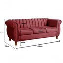 Ver imagem 2 de Sofá Realeza 3 Lugares 196cm Bordô Suede Fixo Clássico Liso Bella Decor