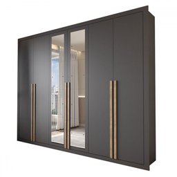 Guarda-roupa Casal Severo 6 Portas 6 Gavetas com Espelho Preto - Panorama Móveis - 3