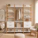 Ver imagem 1 de Guarda Roupa Closet Modulado 2,20 m com Gavetas Prateleiras e Cabideiro 100% MDF Off White