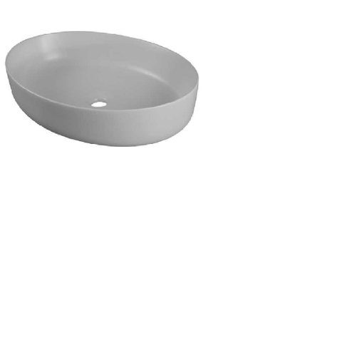 Cuba Oval Sobrepor 55x42x14cm Cinza Fosco