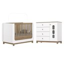 Ver imagem 1 de Jogo de Quarto Infantil Aconchego com Cômoda e Berço Branco/jequitibá - Móveis Henn