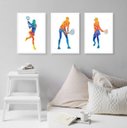 Ver imagem 1 de Kit 3 Quadros Jogadoras de Tênis Aquarela 24x18cm - com Vidro:madeira Branca