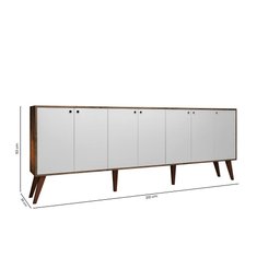 Balcão Aparador Buffet Retrô 7 Portas Com Pés Palito Castani com Branco Brienza Movelaria - 3