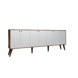 Balcão Aparador Buffet Retrô 7 Portas Com Pés Palito Castani com Branco Brienza Movelaria - 2