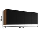 Ver imagem 2 de Armário Aéreo Andréia 160 Cm 4 Portas Amendoa Preto Ajl