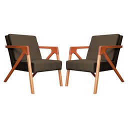 Kit 2 Poltronas Decora Monalisa Veludo Marrom - Malta Decor - 1 Kit 2 Poltronas Decora Monalisa Veludo Marrom - Malta Decor - 1