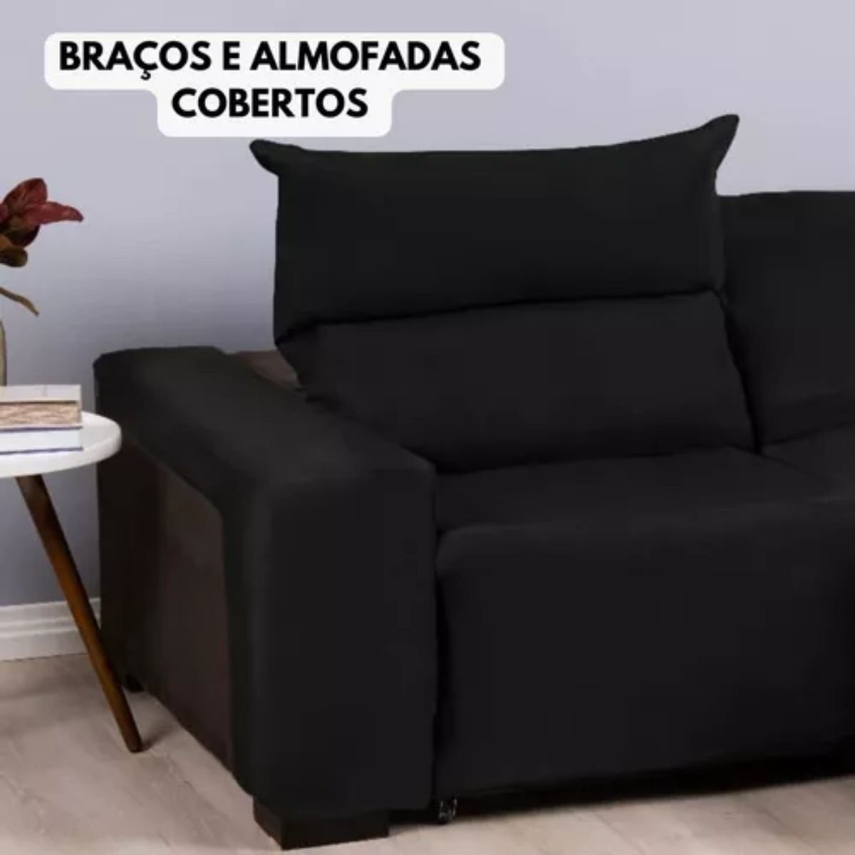 Capa de Sofá Retratil Lisa 2 Lugares:preto - 2