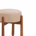 Ver imagem 5 de Kit 2 Puff Luxo Decorativo Tecido Linho Bege e Pés Madeira