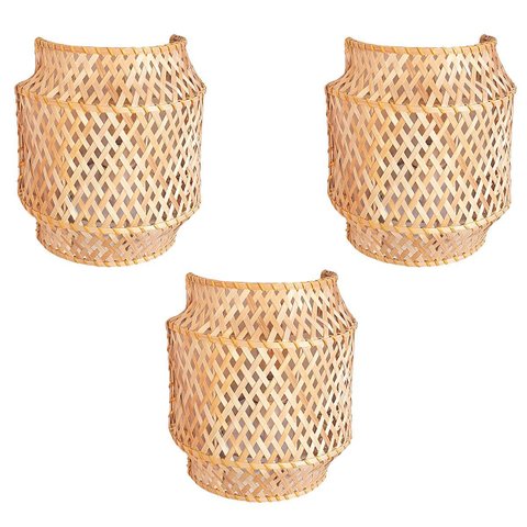 3 Arandela de Bambu Fibra Natural Artesanal Cabeceira Nat90