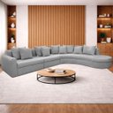 Ver imagem 1 de Kit Sofá Modular 5 Lugares 390cm Moderno Curvo Orgânico Bellarco Linho