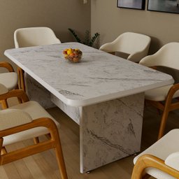 Mesa de Jantar Retangular Tampo Marmorizada Mdf 6 Lugares:branco/már - 3