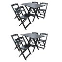 Ver imagem 1 de Kit 2 Conjuntos Mesa Dobrável Madeira 110x70 com 4 Cadeiras Personalizada Hei Preta - Cor: Preto