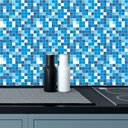 Ver imagem 1 de Papel de Parede Adesivo Pastilha Azul Mesclado Banheiro Cozinha Lavável