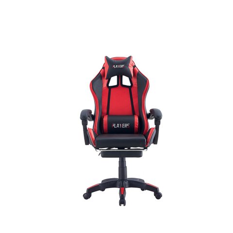 Cadeira Gamer Pop Vermelha e Preta Player Reclinável Pc Youtuber Jogos Pé Rodizio Poliuretano Girató
