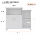 Ver imagem 7 de Armário Multiuso de Cozinha com Rodízios 2 Portas e Nichos para Cantinho do Café - Branco