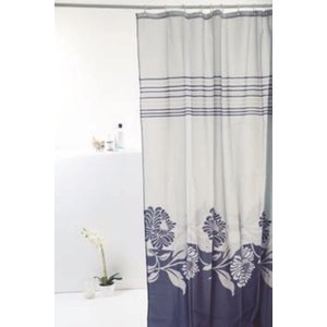 Cortina para Box Poliéster 198cm X 180cm Uzoo Folhas Pretas