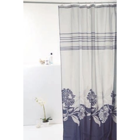 Cortina para Box Poliéster 198cm X 180cm Uzoo Folhas Pretas