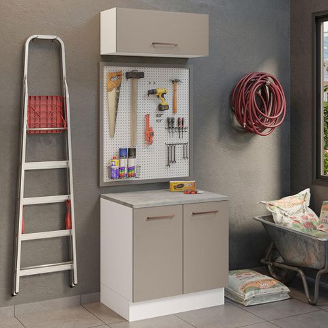 Kit com Balcão e Armário Aéreo Multiuso 80cm Agata Madesa
