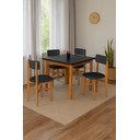 Ver imagem 1 de Conjunto Mesa de Jantar Base Madeira Maciça com 4 Cadeiras Elisa Ideal para Apartamenteo 80 X 80 Pre