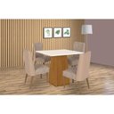 Ver imagem 1 de Conjunto Mesa de Cozinha Dora Tampo Madeirado 90x90cm e 4 Cadeiras Anne Nature Courano Creme Henn