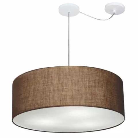 Lustre Pendente Cilíndrico Com Desvio de Centro Vivare Md-4266 Cúpula em Tecido 60x21cm - Bivolt - C