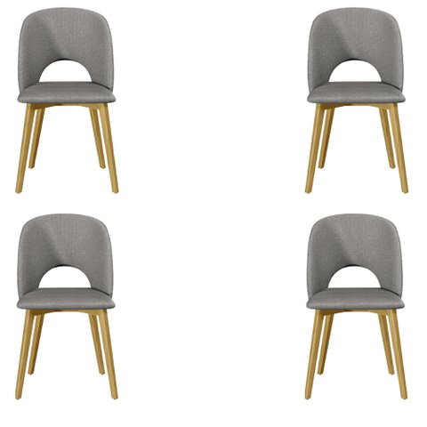 Kit 4 Cadeiras Decorativas Sala de Jantar Madeira Maciça Hadassa Linho Cinza/Freijó - Gran Belo