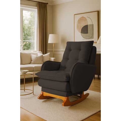 Poltrona Cadeira de Amamentação Balanço e Puff Ternura Marrom