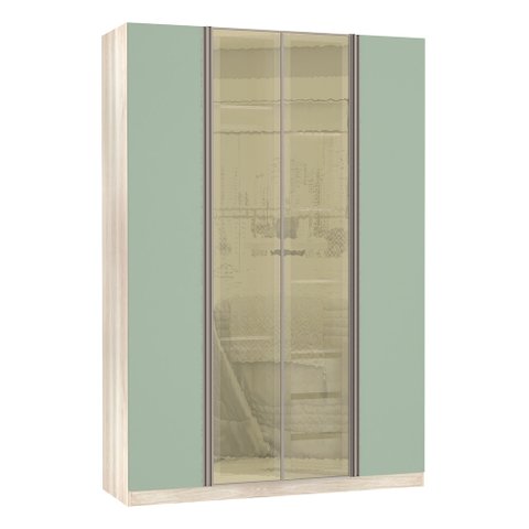 Guarda-roupa Solteiro Luciane 4 Portas 3 Gavetas Prime Plus Alumínio com Vidro Reflecta