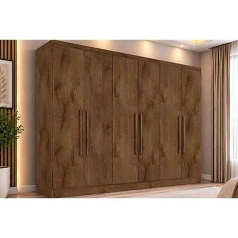 Guarda Roupa Casal 6 Portas 6 Gavetas Oslo Braúna Europa