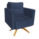 Ver imagem 1 de Poltrona Giratória Livia Suede Azul Marinho Base de Madeira Ma30 - D’Rossi
