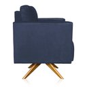 Ver imagem 5 de Poltrona Giratória Livia Suede Azul Marinho Base de Madeira Ma30 - D’Rossi