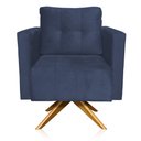 Ver imagem 4 de Poltrona Giratória Livia Suede Azul Marinho Base de Madeira Ma30 - D’Rossi