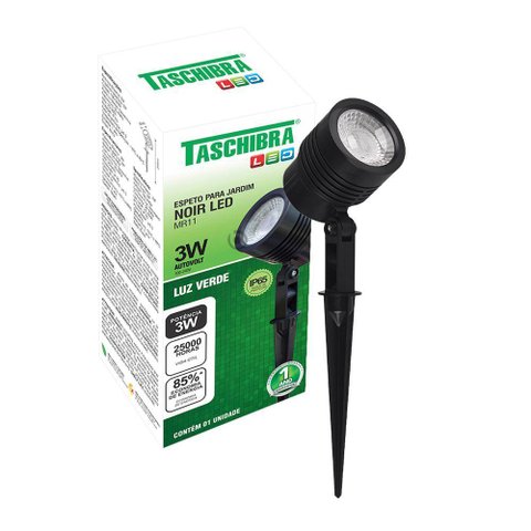 Espeto Led para Jardim Taschibra Noir Mr11 3w Preto Bivolt Verde