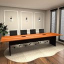 Ver imagem 1 de Mesa de Reunião 3,20m X 1,20m Corporativa 2 Caixas de Tomada Cor:freijó com Preto