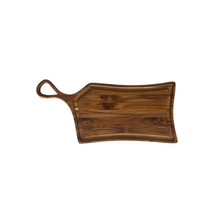 Tábua de Churrasco Prime Orgânica com Cabo e Canal Largo – Madeira de Teca 66x31x2cm