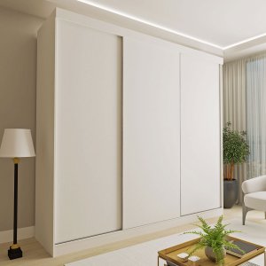 Guarda-roupa Casal 3 Portas de Correr 4 Gavetas Cronos - Branco
