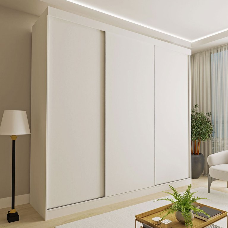 Guarda-roupa Casal 3 Portas de Correr 4 Gavetas Cronos - Branco
