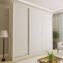 Ver imagem 1 de Guarda-roupa Casal 3 Portas de Correr 4 Gavetas Cronos - Branco