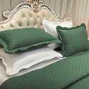 Ver imagem 4 de Kit Cobre Leito Colcha Diplomata Queen Dupla Face 3 Peças - Verde