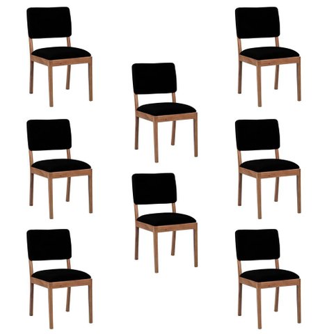 Kit 8 Cadeiras Decorativa Sala de Jantar Luxo Julia Facto Preto - Mozzelar