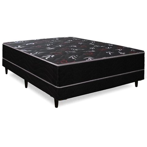 Cama Box Casal Ortopédica Conjugada 138x188x52 Tampo Preto Matelassê