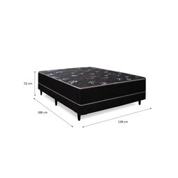 Cama Box Casal Ortopédica Conjugada 138x188x52 Tampo Preto Matelassê - 2