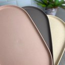 Ver imagem 6 de Travessa Oval Bambu Plástico 38x21cm Prato Bandeja Servir Petisco Salgados Lines Lyor