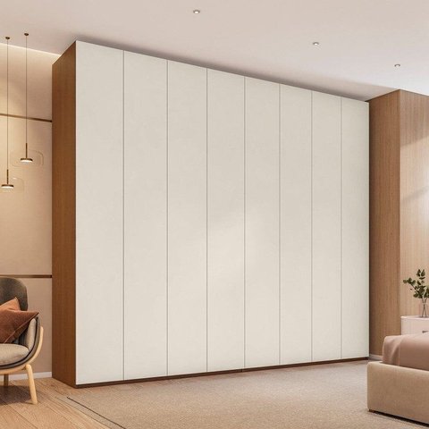 Guarda-Roupa Casal 8 Portas 6 Gavetas Grande Rio Clean Miminalista Yescasa Freijó e Off White