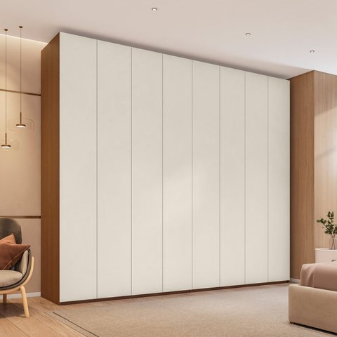 Guarda-Roupa Casal 8 Portas 6 Gavetas Grande Rio Clean Miminalista Yescasa Freijó e Off White 